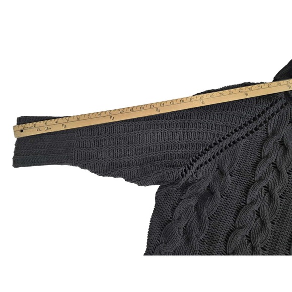 Marla Wynne Women's M Charcoal Chunky Cable Knit Grandmacore Sweater - Picture 8 of 12